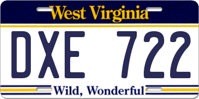 WV license plate DXE722