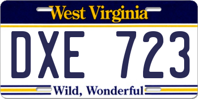 WV license plate DXE723