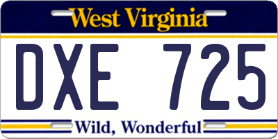 WV license plate DXE725