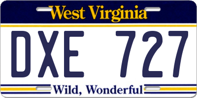 WV license plate DXE727