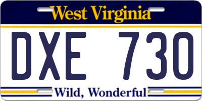 WV license plate DXE730