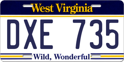 WV license plate DXE735