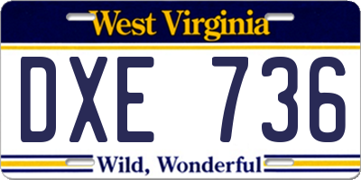 WV license plate DXE736