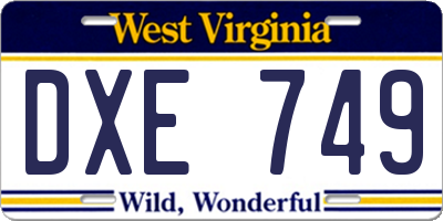 WV license plate DXE749