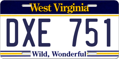 WV license plate DXE751