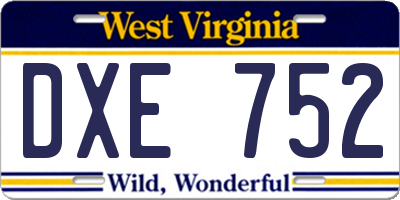WV license plate DXE752