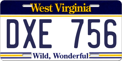 WV license plate DXE756