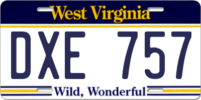 WV license plate DXE757