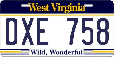 WV license plate DXE758