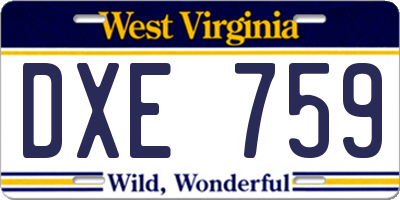 WV license plate DXE759