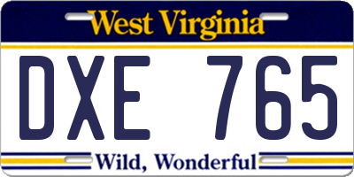 WV license plate DXE765