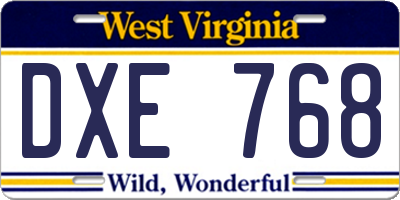 WV license plate DXE768