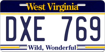 WV license plate DXE769