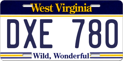 WV license plate DXE780
