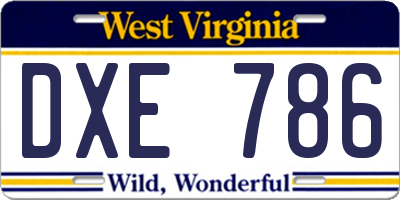 WV license plate DXE786