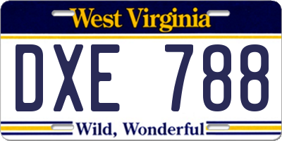 WV license plate DXE788