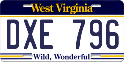 WV license plate DXE796