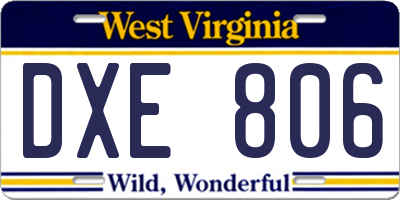 WV license plate DXE806