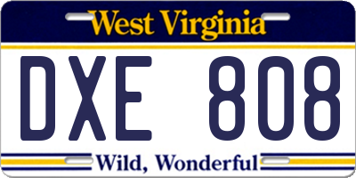 WV license plate DXE808