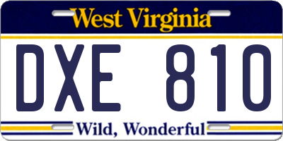 WV license plate DXE810