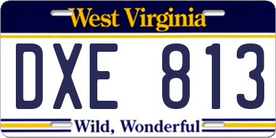 WV license plate DXE813