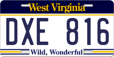 WV license plate DXE816