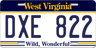 WV license plate DXE822
