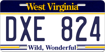 WV license plate DXE824