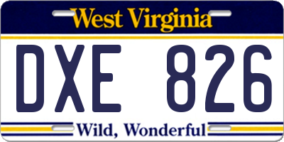 WV license plate DXE826