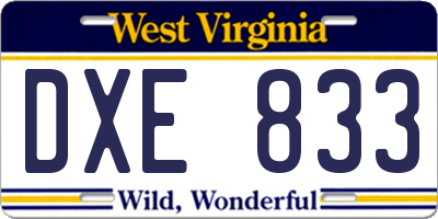 WV license plate DXE833