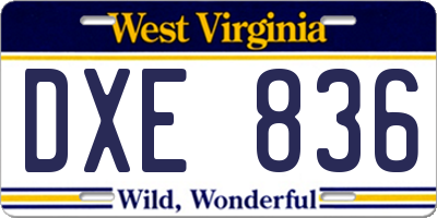 WV license plate DXE836