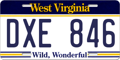 WV license plate DXE846