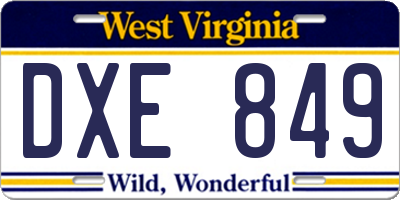 WV license plate DXE849