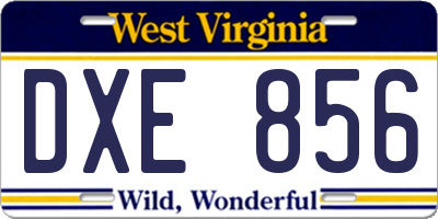 WV license plate DXE856