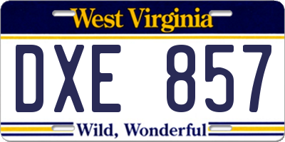 WV license plate DXE857