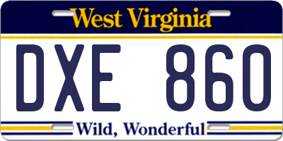 WV license plate DXE860