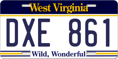 WV license plate DXE861