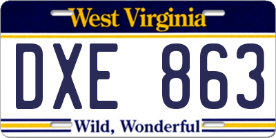 WV license plate DXE863