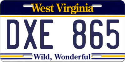 WV license plate DXE865