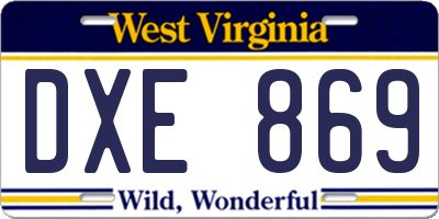 WV license plate DXE869