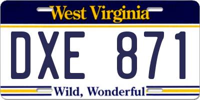 WV license plate DXE871