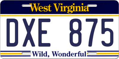 WV license plate DXE875