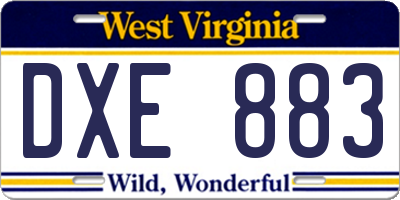 WV license plate DXE883