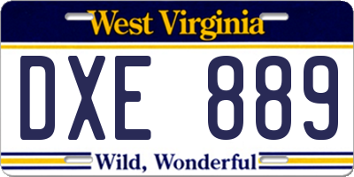 WV license plate DXE889