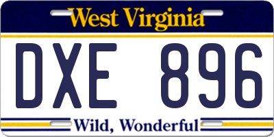 WV license plate DXE896