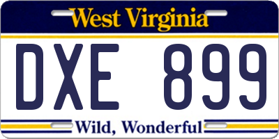 WV license plate DXE899