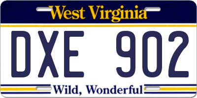 WV license plate DXE902