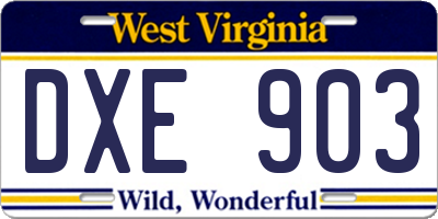 WV license plate DXE903