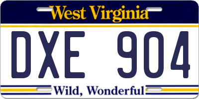 WV license plate DXE904