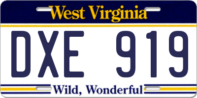 WV license plate DXE919